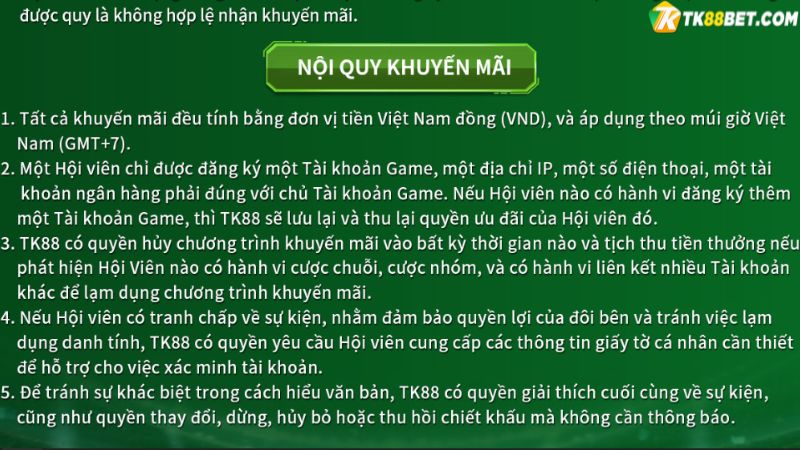 Nội quy khuyến mãi