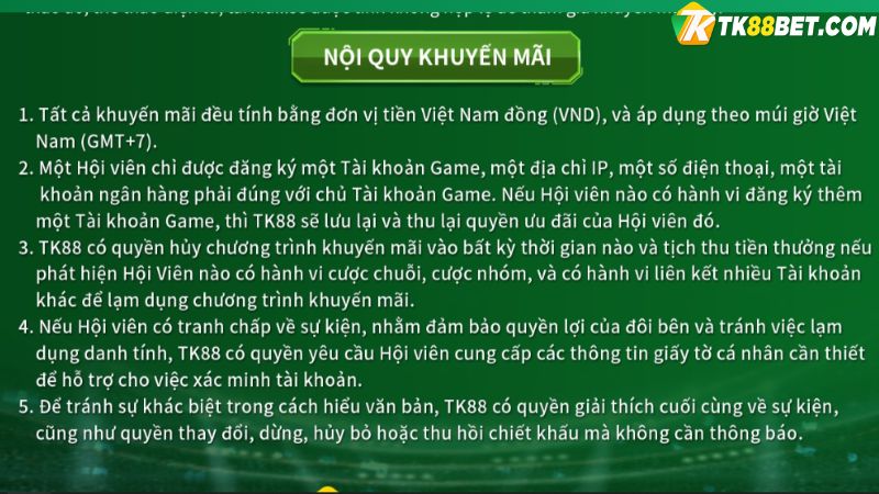 Nội quy khuyến mãi